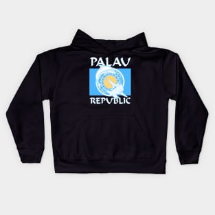 Palauan Flag with Hammerhead shark and dolphin Kids Hoodie